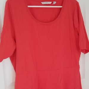 Coral short sleeve peplum top